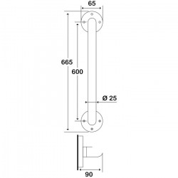 Godonnier Barre de relèvement droite blanc Diam 25 mm 600mm Kobleo