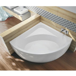 Leda Baignoire d'angle 1/4 de rond 135x135 cm 180 L Blanc FRISBEE Kobleo