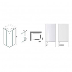 Samo Accès d'angle rectangulaire ouverture coulissante 77-81/117-121cm Amer Kobleo