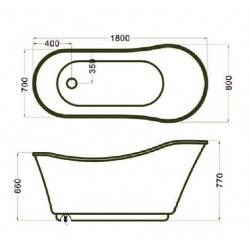 Ondée Baignoire à poser acrylique 250L 180x80 cm LALIE Kobleo