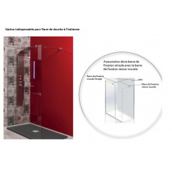 Ondée Barre de fixation retour murale pour paroi de douche à l'italienne Kobleo