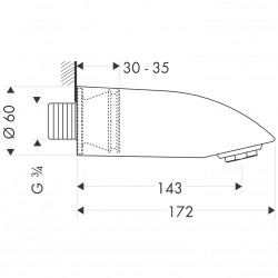AXOR Bec déverseur M ¾ Carlton longueur 143 mm aspect chromé/or Kobleo