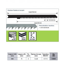Sidamo Blister 5 Lames Scie Sauteuse Standard Cv 100x75x3 U Kobleo
