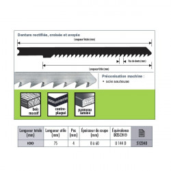 Sidamo Blister 5 Lames Scie Sauteuse Pro Cv 100x75x4 U Kobleo