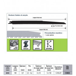 Sidamo Blister 5 Lames Scie Sabre Gold Bi-Metal 200x180x2.2-4.6 Sidamo Kobleo