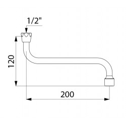 Delabie Bec universel horizontal F1/2 L.200 H.120 brise-jet réglable Kobleo