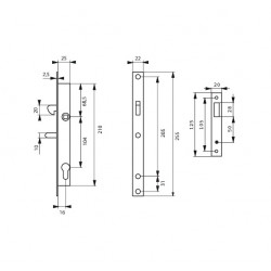 Thirard Boîtier serrure à cylindre à panneton réduit axe 16 L 25 E104 en boîte Kobleo