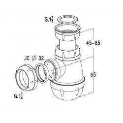 Nicoll Siphon de bidet à culot Diam 32 mm Kobleo