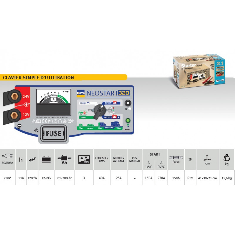 Chargeur Demarreur Neostart 320 - 12/24 V