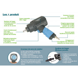 Lacme Clé à chocs à air comprimé composite 1/2 949Nm Kobleo