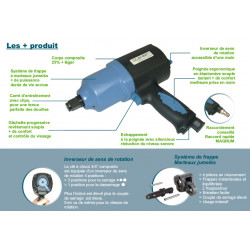 Lacme Clé à chocs à air comprimé composite 3/4 1360Nm Kobleo