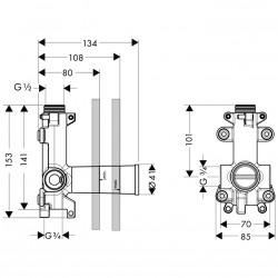 AXOR Corps d'encastrement 120 / 120 carré ShowerSolutions Kobleo