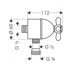 AXOR Coude robinet d'arret intégré M 1/2 Fixfit Stop poignée croisillon ch Kobleo