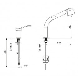 Delabie Combiné mitigeur mécanique colonne douchette extractible H200mm laiton Kobleo