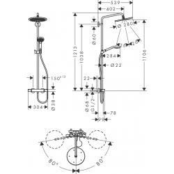 Hansgrohe Colonne douche Croma Select S 280 mm 1 jet avec mitigeur thermostatiqu Kobleo