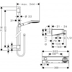 Hansgrohe Combi douche Raindance Select E 120 3 jets barre 65cm/ShowerTablet Sel Kobleo