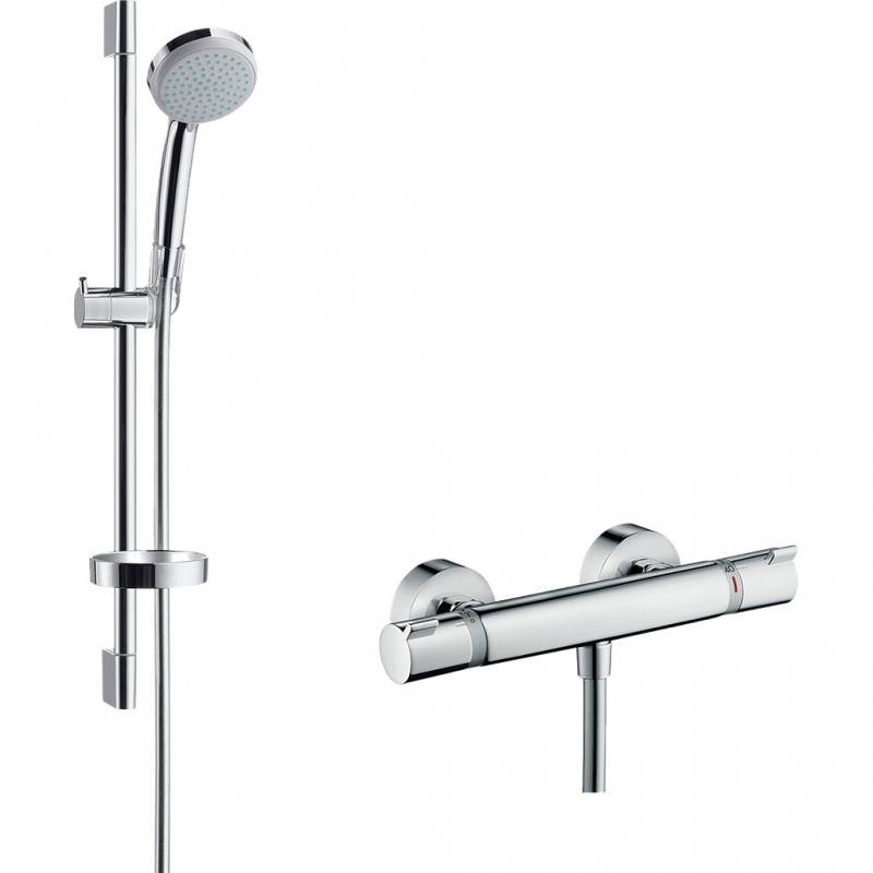 Hansgrohe Combi douche Croma 100 Vario/Ecostat Comfort avec barre 65 cm chromé Hansgrohe Kobleo