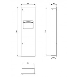 Delabie Combi Distributeur réceptacle d'essuie-mains encastré 30 litres Inox p Kobleo