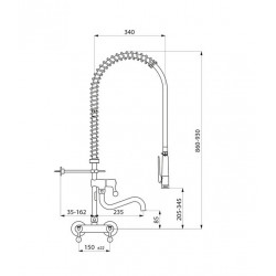 Delabie Combiné prélavage mural complet avec robinet puisage M1/2 laiton chro Kobleo