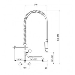 Delabie Combiné prélavage mural mélangeur mural F3/4 bec télescopique orienta Kobleo