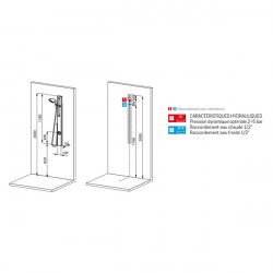 Novellini Colonne de douche mural mitigeur mécanique 10 x H.118 cm REV1M-K Kobleo