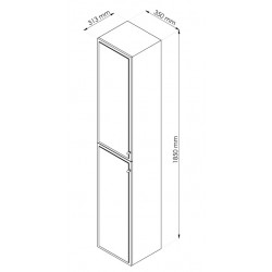 Ondée Colonne poser 35x185x313 cm coloris gris deux portes grands miroirs MA Kobleo