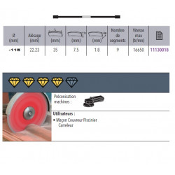 Sidamo Disque Diamant Pro Speed D. 115 X 22,23 X H 7,5 Sidamo Kobleo