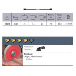 Sidamo Disque Diamant Pro Speed D. 230 X 22,23 X H 7,5 Sidamo Kobleo