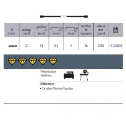 Sidamo Disque Diamant Ultra Ceram-E D. 200 X 30-25,4-22,23 X H 8.5 Sidamo Kobleo