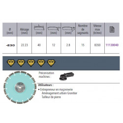 Sidamo Disque Diamant Ultra Md D. 230 X 22,23 X H 12 Sidamo Kobleo
