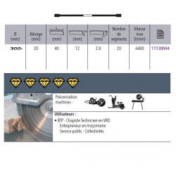 Sidamo Disque Diamant Ultra Beton D. 300 X 20 X H 12 Sidamo Kobleo
