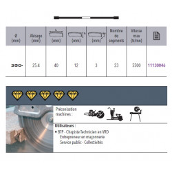 Sidamo Disque Diamant Ultra Beton D. 350 X 25,4 X H 12 Sidamo Kobleo