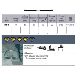 Sidamo Disque Diamant Pro Beton D. 300 X 20 X H 12 Sidamo Kobleo
