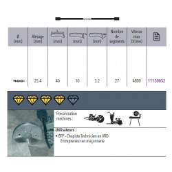 Sidamo Disque Diamant Pro Beton D. 400 X 25,4 X H 10 Sidamo Kobleo