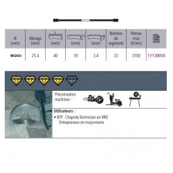 Sidamo Disque Diamant Pro Beton D. 500 X 25,4 X H 10 Sidamo Kobleo