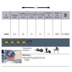 Sidamo Disque Diamant Pro Tt D. 400 X 25,4 X H 12 Sidamo Kobleo