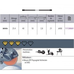 Sidamo Disque Diamant Expert Tt D. 300 X 25,4 X H 10 Sidamo Kobleo