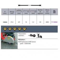 Sidamo Disque Diamant Ultra Asphalte D. 400 X 25,4 X H 10 Sidamo Kobleo