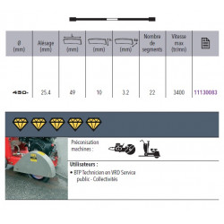 Sidamo Disque Diamant Ultra Asphalte D. 450 X 25,4 X H 10 Sidamo Kobleo
