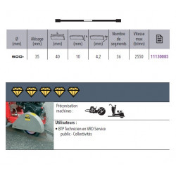 Sidamo Disque Diamant Ultra Asphalte D. 600 X 35 X H 10 Sidamo Kobleo