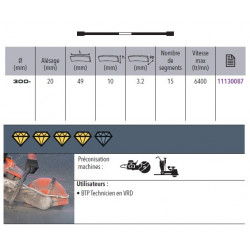 Sidamo Disque Diamant Pro Asphalte D. 300 X 20 X H 10 Sidamo Kobleo
