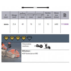 Sidamo Disque Diamant Pro Asphalte D. 300 X 25,4 X H 10 Sidamo Kobleo