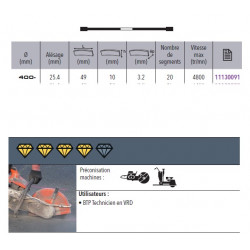 Sidamo Disque Diamant Pro Asphalte D. 400 X 25,4 X H 10 Sidamo Kobleo