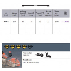 Sidamo Disque Diamant Pro Asphalte D. 450 X 25,4 X H 10 Sidamo Kobleo