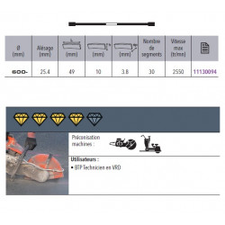 Sidamo Disque Diamant Pro Asphalte D. 600 X 25,4 X H 10 Sidamo Kobleo