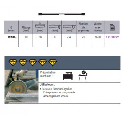 Sidamo Disque Diamant Ultra Ceram-E D. 250 X 30-25,4-22,23 X H 8 Sidamo Kobleo