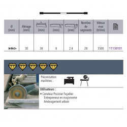 Sidamo Disque Diamant Ultra Ceram-E D. 350 X 30-25,4-22,23 X H 8 Sidamo Kobleo