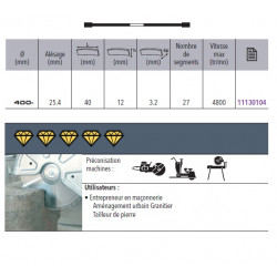 Sidamo Disque Diamant Ultra Md D. 400 X 25,4 X H 12 Sidamo Kobleo
