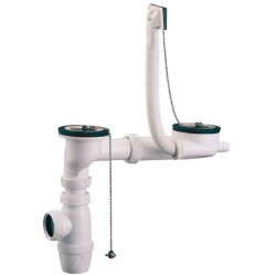 Valentin Ensemble en plastique blanc pour évier inox 2 cuves Diam70mm Kobleo