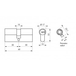 Thirard Cylindre de serrure 30 x 30 mm panneton réduit 5 clés 17761 Thirard Kobleo